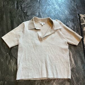 Calvin Klein Jeans Beige Ribbed Polo Shirt